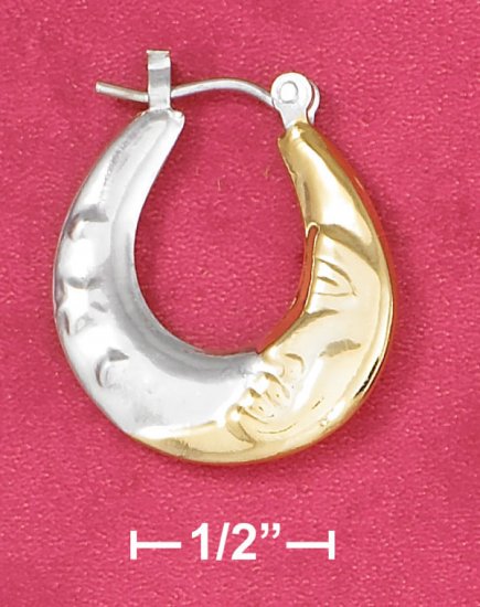 TWO-TONE MOON AND STAR HOOPS (EA-3550)