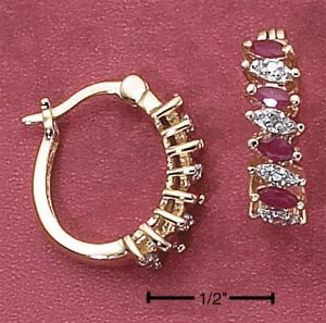 RUBY AND CZ HOOPS (EA-2445)