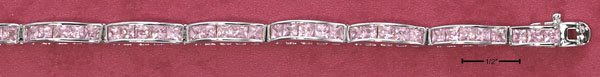 PINK CZ CHANNEL DOME BRACELET (BR-2504)