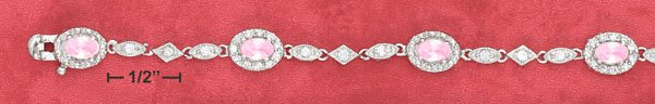 4X6 MM OVAL PINK CZ BRACELET ( BR-2632)