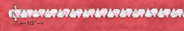 PINK AND CLEAR 4MM TRILLION CZS BRACELET (BR-2636