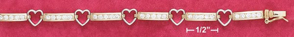 CUBIC ZIRCONIA HEART TENNIS BRACELET (BR-2791)