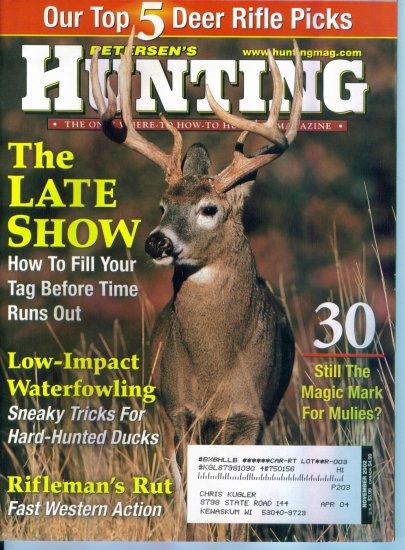 Petersen's Hunting Magazine November 2002 Gently Read Copy Back Issue