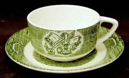 Vintage The Old Curiosity Shop Cup Mug Only Green Dinnerware Currier & Ives