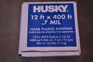 12' x 400' .7 mil Clear Husky Plastic Sheeting Poly Visqueen Painters Dropcloth