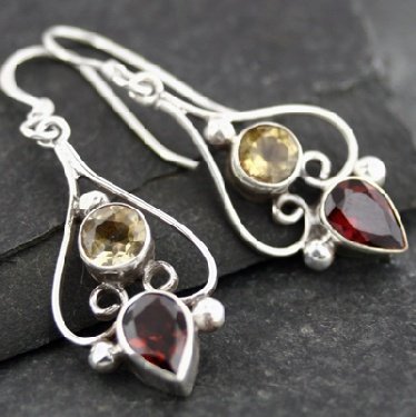 Topaz and Garnet Earrings