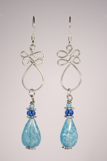Blue tear drop earrings