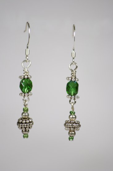Green czech crystal earrings