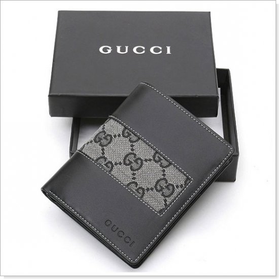 GUCCI Gray Monogram Canvas/Leather Men's Wallet