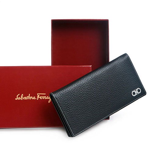 Salvatore Ferragamo Gancini Logo Leather Checkbook Wallet