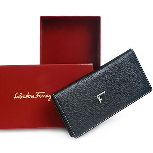 Salvatore Ferragamo F Logo Leather Checkbook Wallet