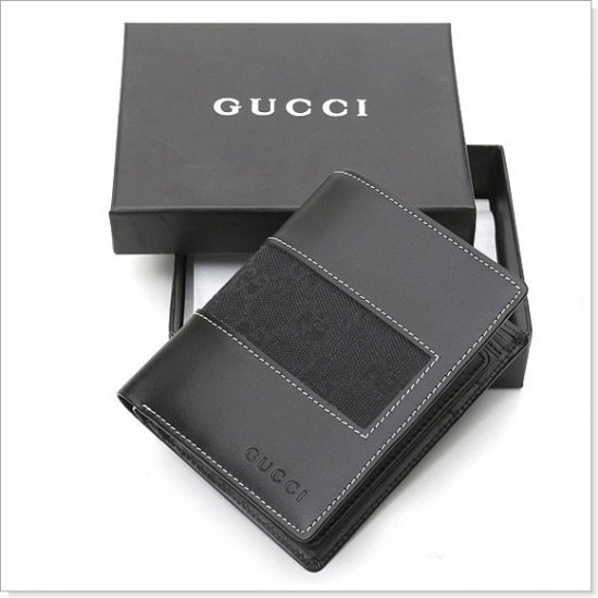 GUCCI Black Monogram Canvas/Leather Men's Wallet