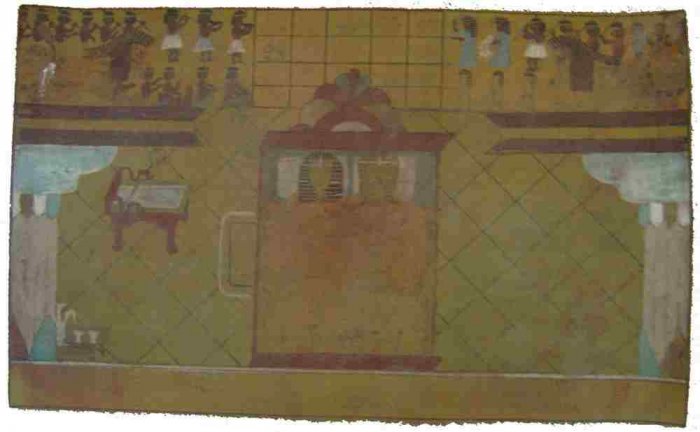 ANTIQUE EGYPTIAN PAINTING OLD FERO & WIFE RARE