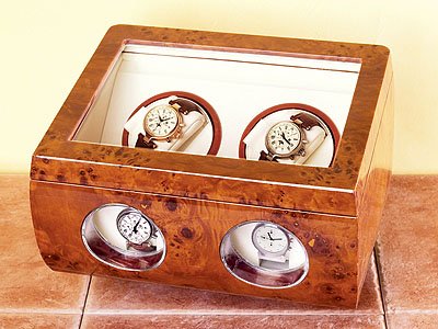 Steinhausen Dual Watch Winder (Burlwood) # TM 513 A