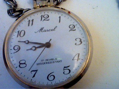 VINTAGE 17 JEWEL MARCEL POCKETWATCH WITH CHAIN RUNS VERY GOOD