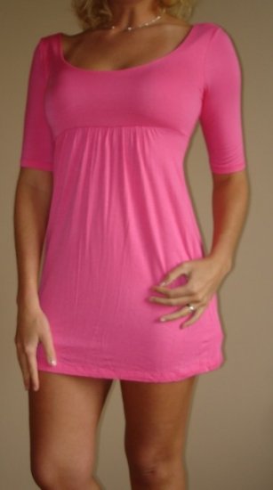 NWT FOREVER 21 hot pink empire waist dress sz S