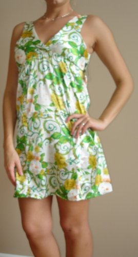 NWT PLANET GOLD green white yellow retro tank dress XS, S, M