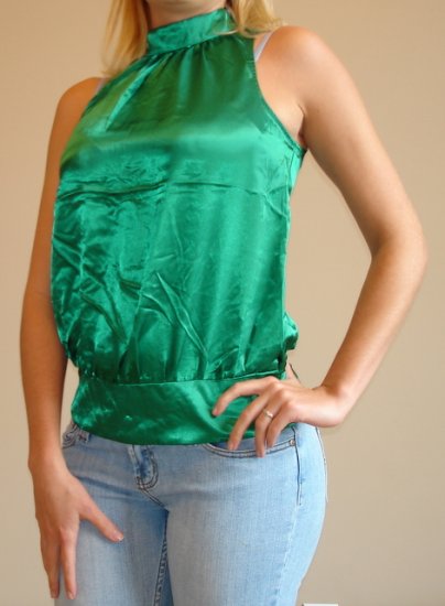 NWT FOREVER 21 green satiny sleeveless tank top sz S, M