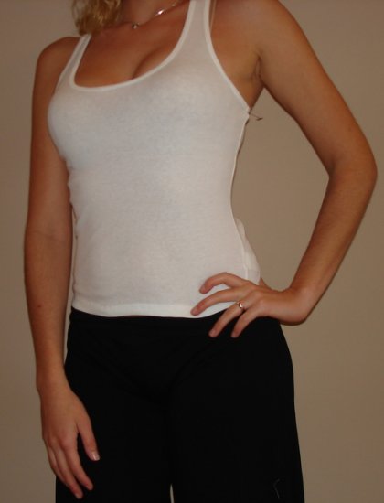 NEW TAXI white sexy beater racerback tank top sz L