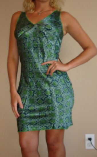 NEW GLAM green blue stretch knee length dress sz S, M, L
