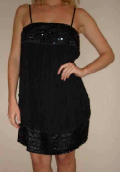 NWT CHARLOTTE RUSSE black beaded bubble mini dress sz S, M