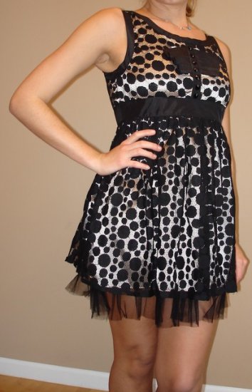 NEW FOREVER 21 black cream lace mini frock dress sz S, M, L