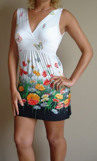 NEW POETRY black white floral print tank dress S M