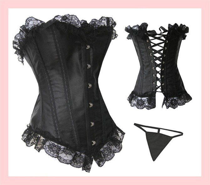 Sexy black corset bustier