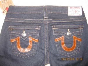 True Religion Brown Leather Pocket Joey Jeans Womens Sz 29 Authentic NWT