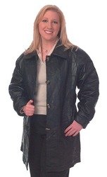 Ladies Genuine Lambskin Leather Coat 3/4 length-large