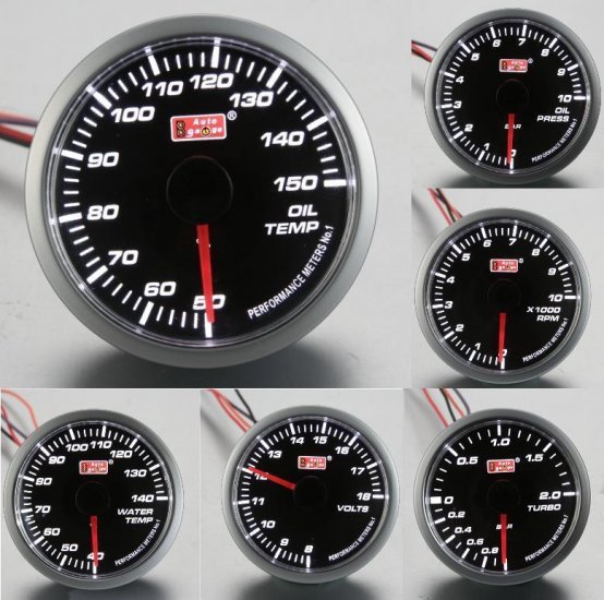 Autogauge 60mm Electrical Meter - Black Face (open ceremony)