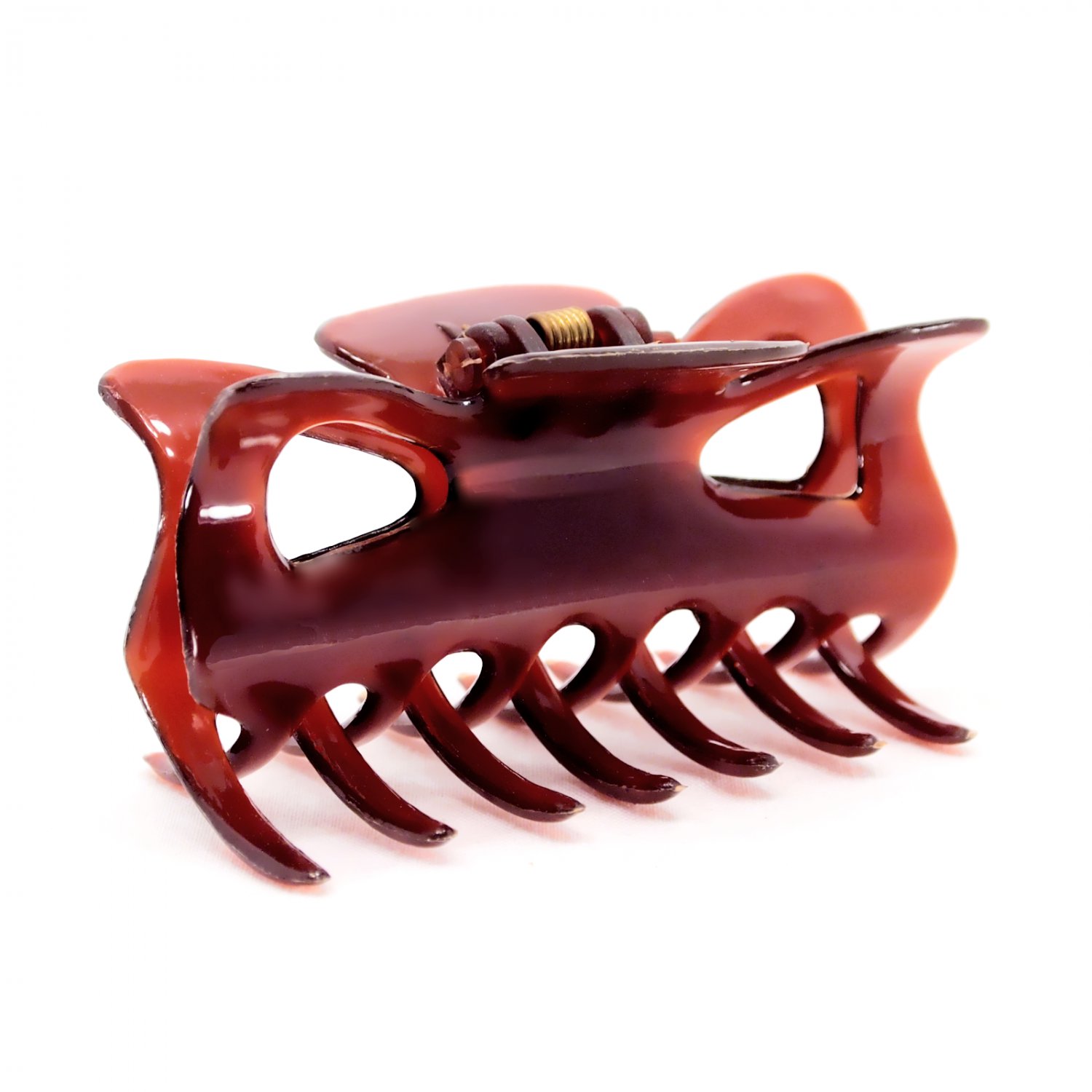 Hair Claw Clip Medium 3.5" Semi-Opaque Brown Plastic Fashion Accessory _1887
