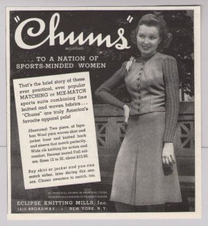 CHUMS mix-match sports suits 40s PRINT AD fashion clothing vintage