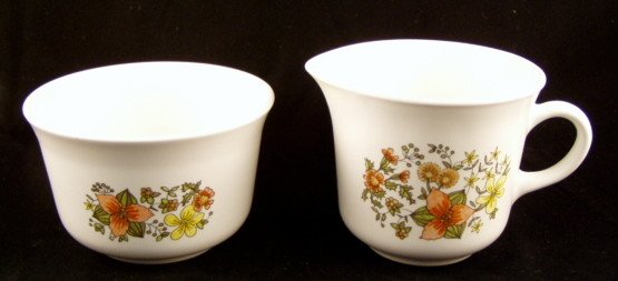1970's Corning Corelle Indian Summer Creamer and Sugar Bowl