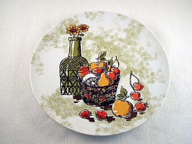 4 Texas Ware Texasware Melmac Melamine Dinner Plate Plates Wine Bottle Fruit