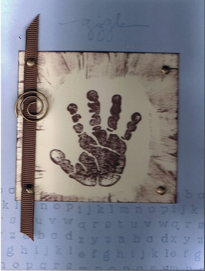 Baby Handprint in Blue and Chocolate Chip