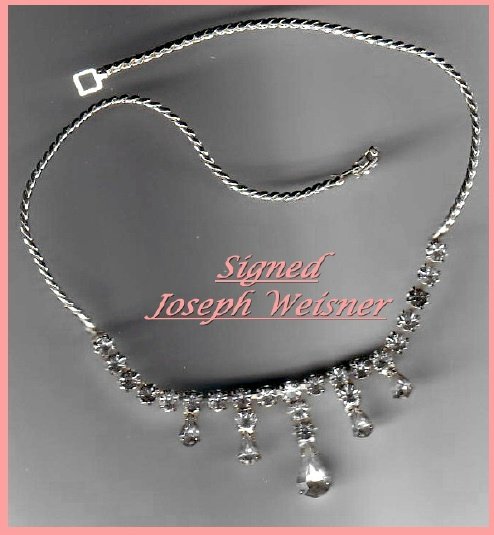 Signed JOSEPH WEISNER Necklace-Rhinestones-Beautiful