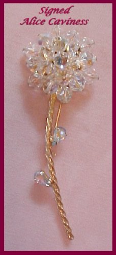 Stunning ALICE CAVINESS Crystal BROOCH / Pin-Flower Power