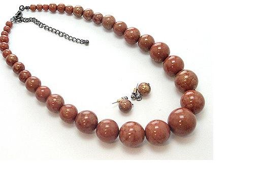 N/E SET / LUCITE BEAD / 17 INCH / EXT / NICKEL AND LEAD FREE / PATINA