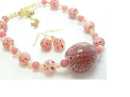 N/E SET / ITALIAN GLASS BEAD / FLOWER