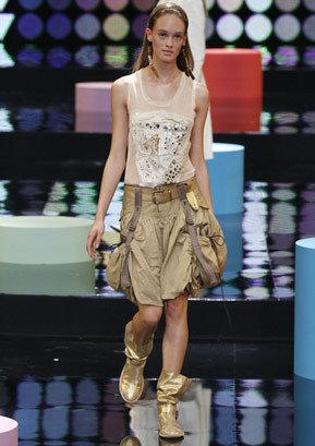 Sale! Marithe+Francois Girbaud Summer cotton skirt khaki