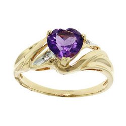 Heart Cut Amethyst Cubic Zirconia Gold Ring (size: 7)