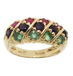 Ruby Sapphire Emerald 14K Gold Ring