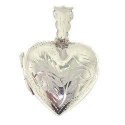 Sterling Silver Heart Locket Dangle Pendant