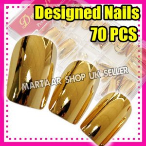 chrome Sexy METALLIC French Acrylic Artificial Full FALSE NAIL Art Tips FREE BOX
