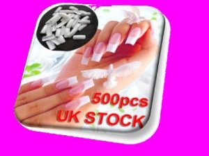 500 WHITE PRO FRENCH FALSE NAILS ACRYLIC NAIL ART TIPS GEL MAKEUP WITH FREE GLUE
