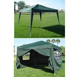 10 x 10 GREEN EZ Pop up Canopy w/4 sidwalls