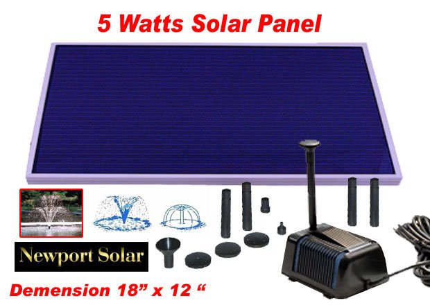 LARGE SOLAR POWER POND WATER PUMP 18" SOLAR PANEL 5 WATTS