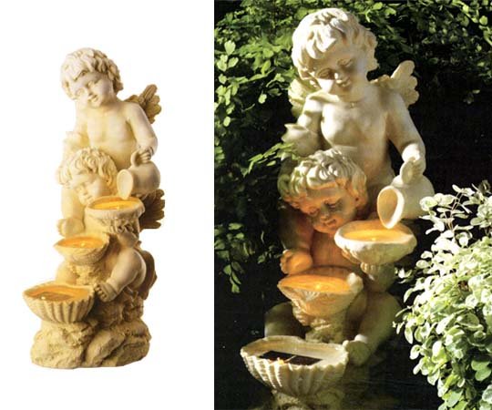 Large Solar Twin Boy Solar Statue Light