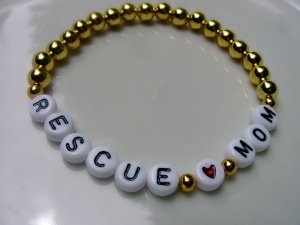 Rescue Mom! Gold tone beaded bracelet